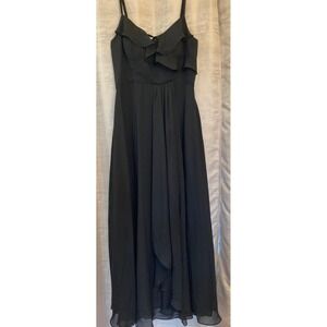 FH Wedding Dress Women's Size 12 Black Sleeveless Ruffle Chiffon Formal Gown